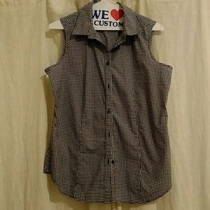 Talbots black and white gingham sleeveless